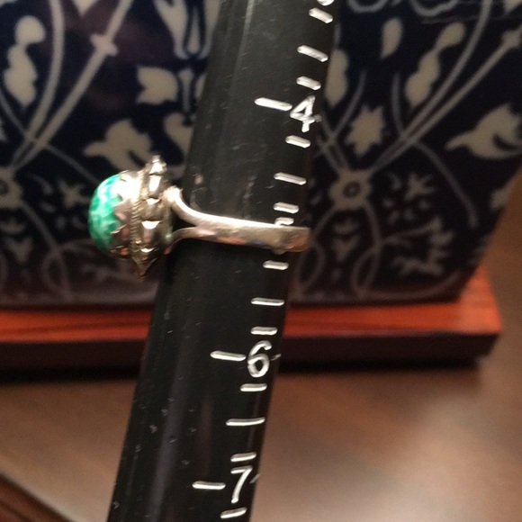 Art Deco Vintage Peking Glass Ring Mexico 925 - Picture 6 of 7